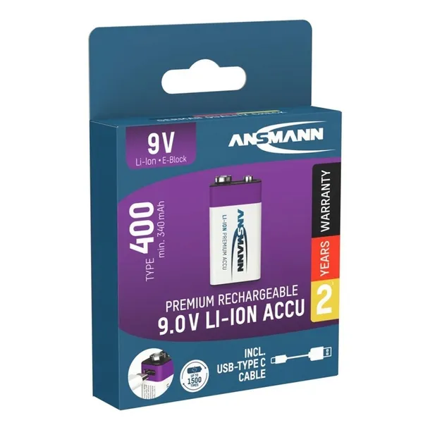 akumulator-li-ion-ansmann-e-block-400mah-9v-usb-c-stan-nowy-pojemnosc-akumulatora-400-mah