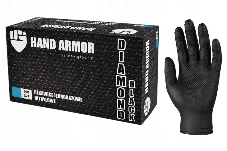 Rękawice rękawiczki NITRYLOWE bardzo mocne GRIP BLACK porowate 100 szt.