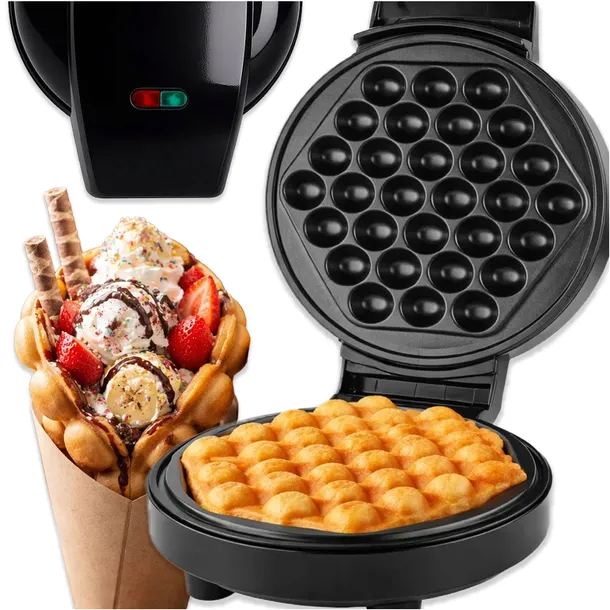 GOFROWNICA BĄBELKOWA 700W CHRUPIĄCE GOFRY WAFLE NIEPRZYWIERAJĄCA POWŁOKA
