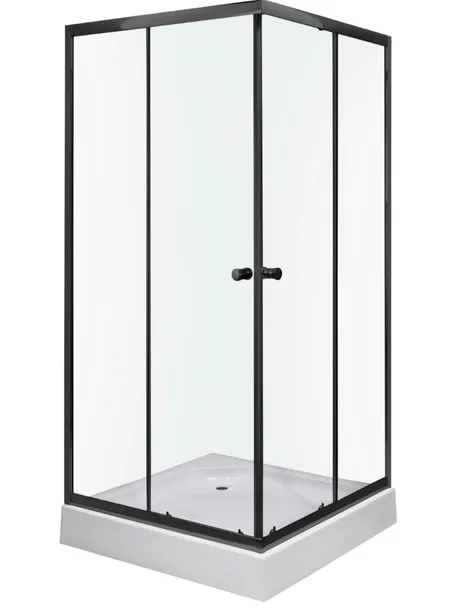 KABINA PRYSZNICOWA kwadratowa 90 x 90 CZARNA +BRODZIK 12.5CM + SYFON