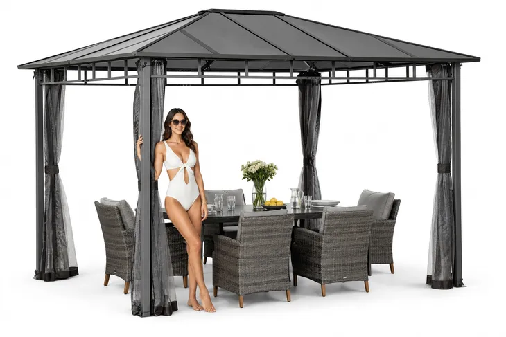 PAWILON OGRODOWY AURORA POLIWĘGLAN 300x360x260cm WIATA CORCIANO ALTANA