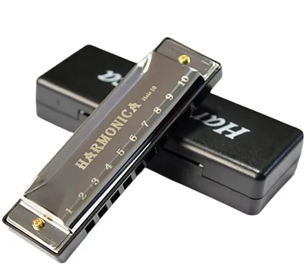 HARMONIJKA USTNA METALOWA DIATONICZNA TONACJA C-DUR 10-OTWOROWA + ETUI
