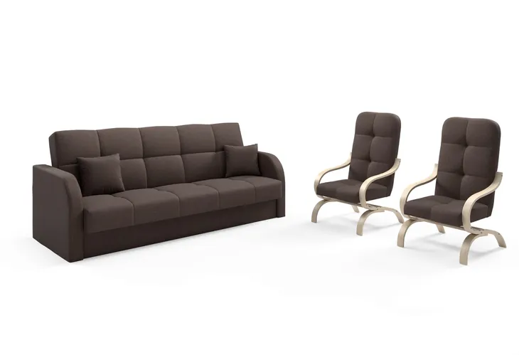 Komplet Togo wersalka + 2x Fotel Finka i28 brąz