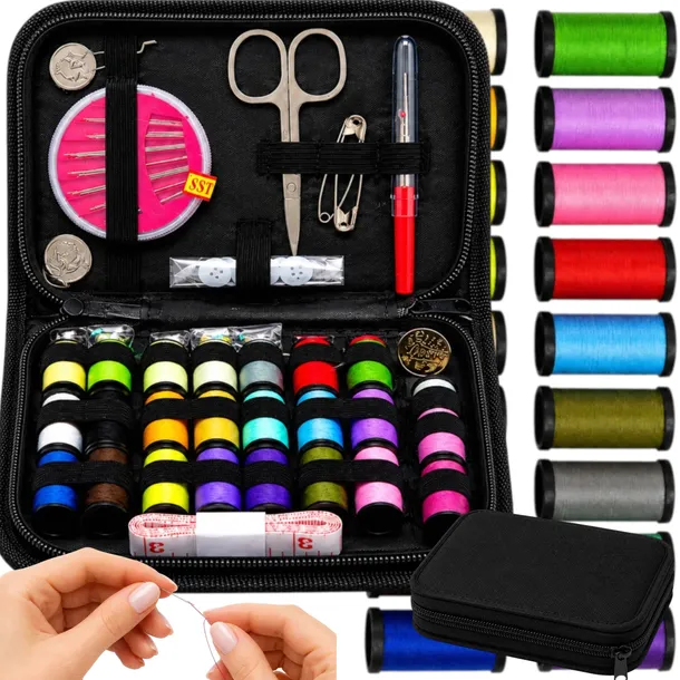Zestaw do Szycia Przybornik Krawiecki w Etui Organizer Nici Akcesoria 70el.
