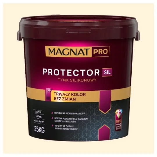 MAGNAT PRO PROTECTOR SIL TYNK SILIKONOWY BARANEK 1,5MM 25KG SZAROŚĆ N-031