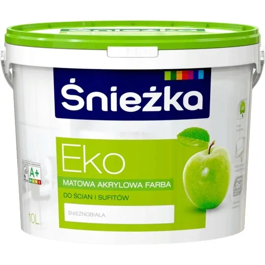 ŚNIEŻKA EKO MATOWA AKRYLOWA FARBA DO SCIAN I SUFITÓW BIAŁY 10L