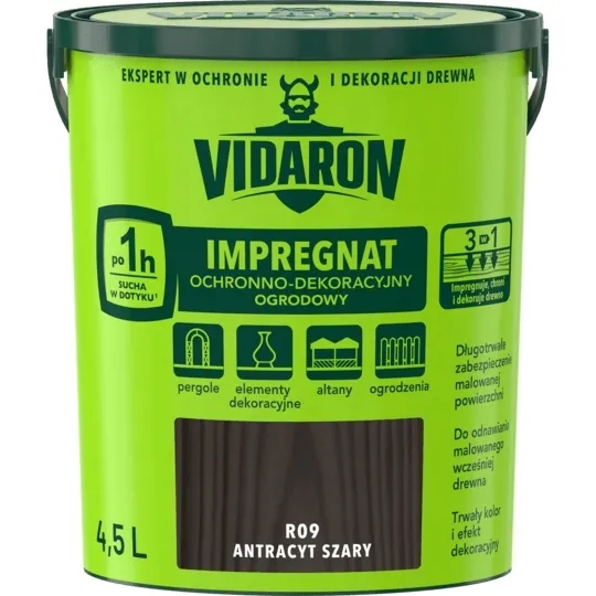 Vidaron Impregnat ogrodowy antracyt szary 4,5 l