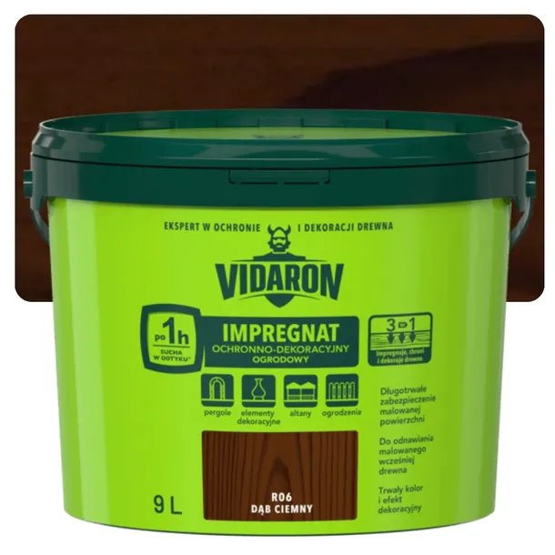 VIDARON IMPREGNAT OGRODOWY DĄB CIEMNY R06 9L