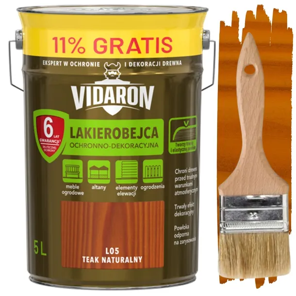 VIDARON LAKIEROBEJCA OCHRONNO DEKORACYJNA DO DREWNA TEAK NATURALNY L05 5L N