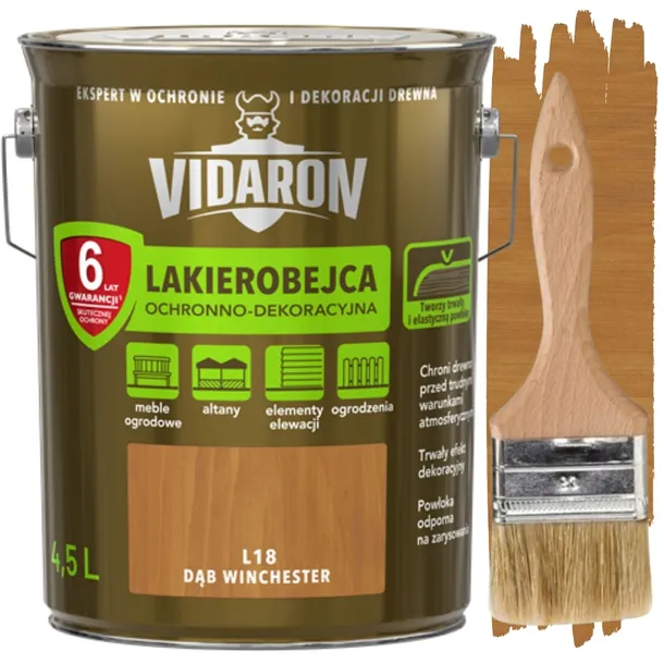 VIDARON LAKIEROBEJCA OCHRONNO DEKORACYJNA DO DREWNA DĄB WINCHESTER L18 4,5L
