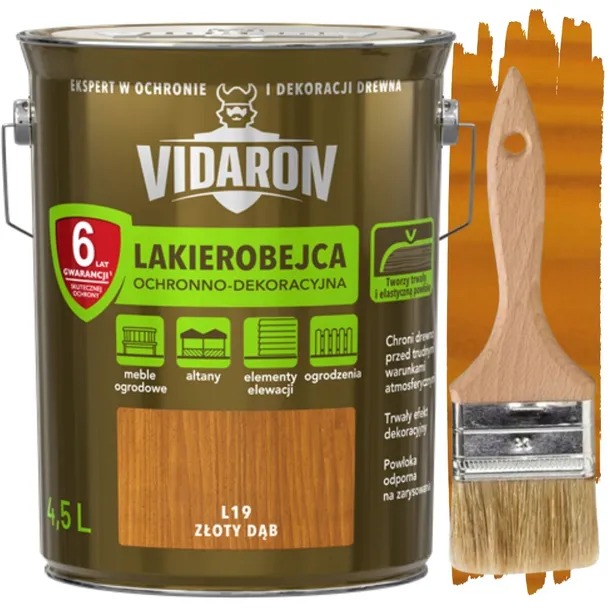 VIDARON LAKIEROBEJCA OCHRONNO DEKORACYJNA DO DREWNA ZŁOTY DĄB L19 4,5L