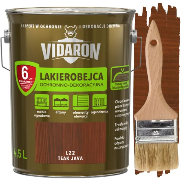 VIDARON LAKIEROBEJCA OCHRONNO DEKORACYJNA DO DREWNA TEAK JAVA L22 4,5L N