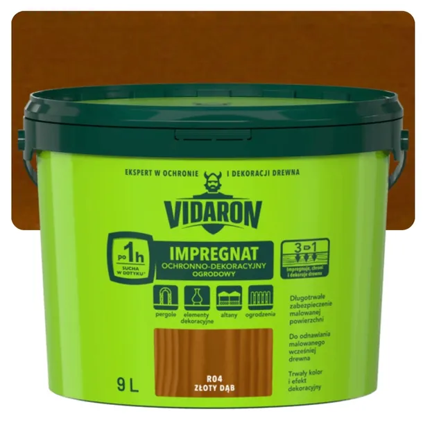 VIDARON IMPREGNAT OGRODOWY ZŁOTY DĄB R04 9L