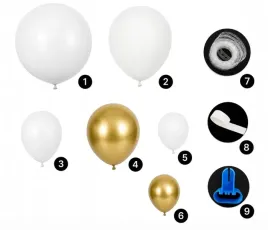 balony-dekoracje-na-komunie-biale-zlote-girlanda-balonowa-slub-chrzest