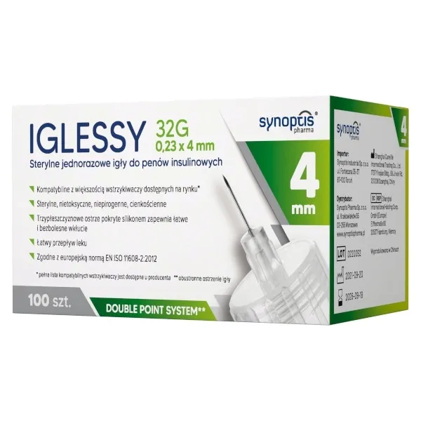 Igły Iglessy 32G (0,23×4mm)–sterylne 100szt | wyroby medyczne