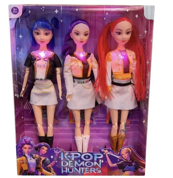KPop Demon Hunters Figurka Zestaw Lalka Zabawka 3szt 30cm Muzyką Prezent