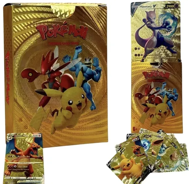 Karty Pokemon Złote 55 Kart Zestaw Gold Na Prezent Dziecko Urodziny