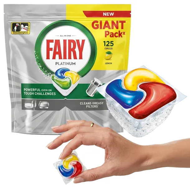 KAPSUŁKI DO ZMYWARKI FAIRY PLATINUM ALL IN ONE LEMON - 125 SZTUK