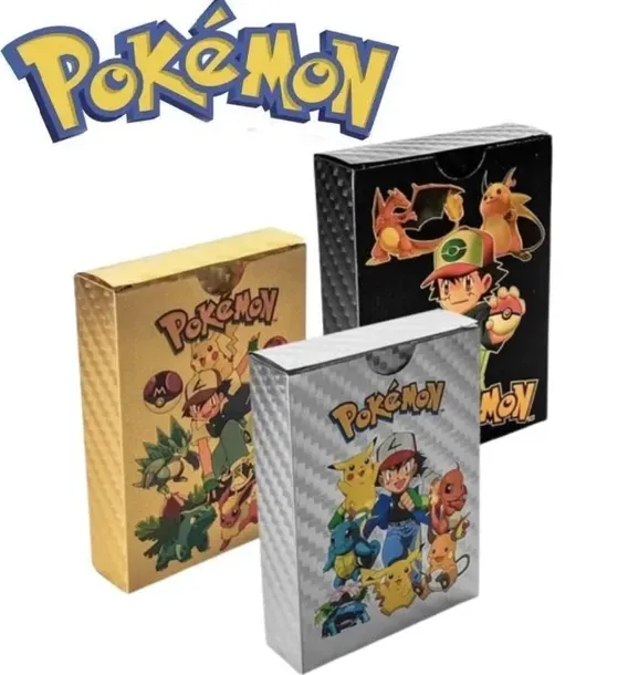 Karty Pokemon Duży XXL 3w1 165 Kart Złote Czarne Srebrne Pikachu Prezent