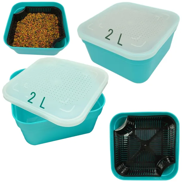 PUDEŁKO DO MOCZENIA namaczania PELLETU FL - 2L na przynęty 17x17x9cm SITKO