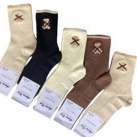 5x-skarpetki-damskie-z-misiem-prazkowane-bawelniane-jakosc-premium-38-41