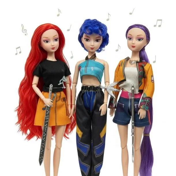 ZESTAW 3 LALEK MUZYCZNYCH K-POP HUNTERS DLA DZIECI RUMI MIRA ZOEY 30 CM