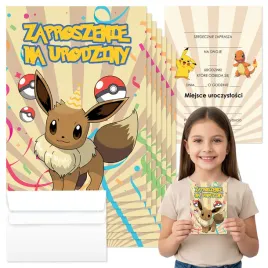 zaproszenia-na-urodziny-dla-dzieci-brazowe-eevee-a6-wysoka-jakosc-koperta-8-szt