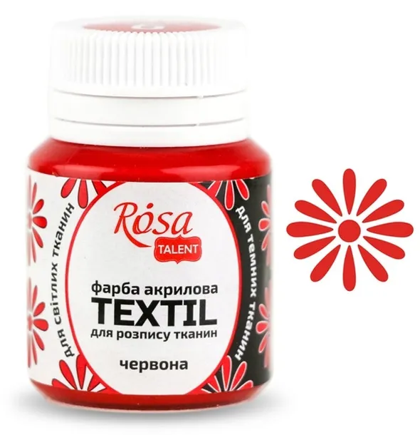 FARBA DO MALOWANIA TKANIN ubrań odzieży tekstyliów Rosa 20 ml 06 CZERWONA