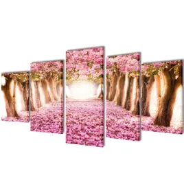 romantyczny-zestaw-5-obrazow-na-plotnie-100x50-cm-kwiaty-wisni-w-drew