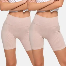 kolarki-legginsy-damskie-krotkie-prazek-bezowe-zestaw-2-pak-moraj-l-xl