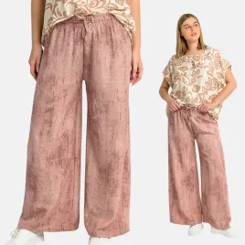 damskie-spodnie-luzne-szeroka-nogawka-na-gumie-casual-modne-brudny-roz-l