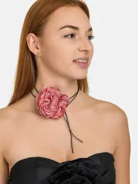 choker-naszyjnik-kwiat-roza-rozowa-na-sznurku-rzemyk-na-impreze-wesele