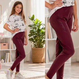 legginsy-dziewczece-getry-bawelniane-dlugie-ozdobny-napis-purpurowe-122