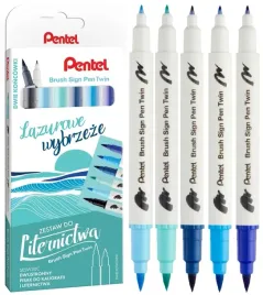 pisaki-pedzelkowe-dwustronne-zestaw-do-liternictwa-pentel-brush-pen-6-kol