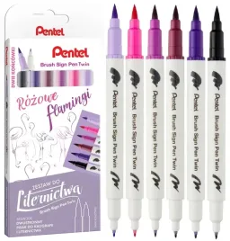 pisaki-pedzelkowe-dwustronne-zestaw-do-liternictwa-pentel-brush-pen-6-kol