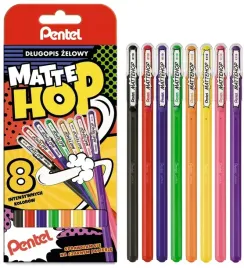 dlugopisy-zelowe-kolorowe-pentel-1-mm-k110-mattehop-8-kolorow
