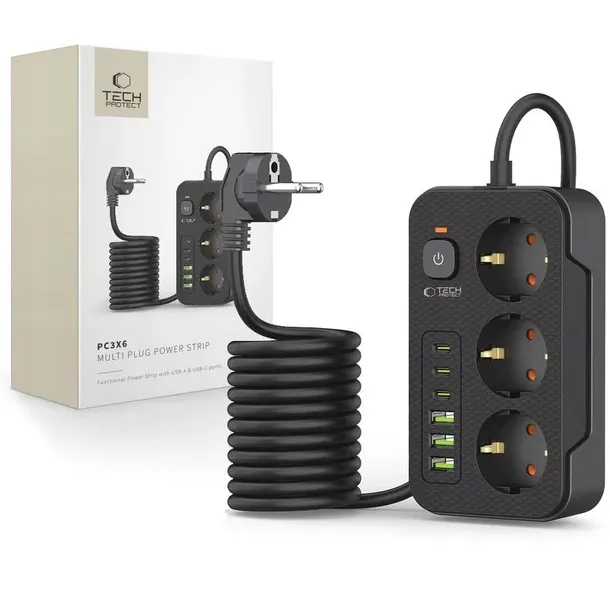 tech-protect-przedluzacz-power-socket-pc3x6-3xusb-3xusb-c-200m-black-typ-listwowy