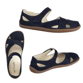 sandaly-damskie-barefoot-skorzane-olivier-clariss-na-rzep-granatowe-nubuk