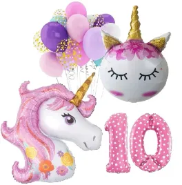 balony-zestaw-urodziny-10-lat-jednorozec-unicorn