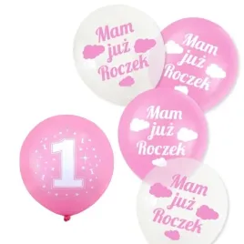 balony-na-roczek-1-urodziny-rozowe-5szt