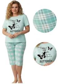 pizama-damska-butterfly-bawelniana-spodnie-3-4-niebieska-xxl