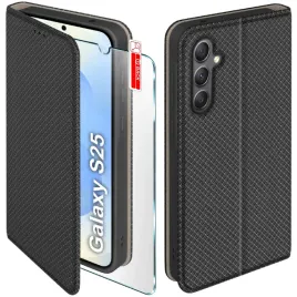 etui-z-klapka-do-samsung-s25-zamykane-czarne-futeral-szklo-9h
