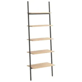 regal-drabinowy-5-poziomowy-stal-jasnobrazowy-czarny-64x34x1855-cm