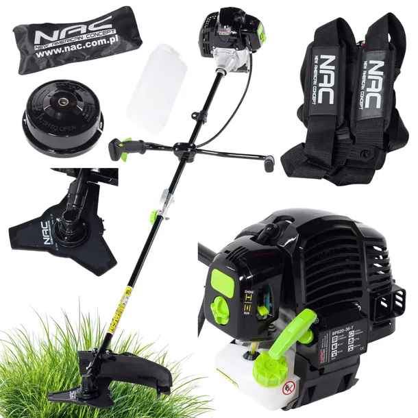 NAC KOSA SPALINOWA PODKASZARKA 62CM3 2,6KW KOSZENIE ŻYŁKĄ TARCZĄ + SZELKI