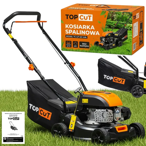 KOSIARKA SPALINOWA DO TRAWY TOP CUT BEZ NAPĘDU 149CC 40CM 45L LEKKA ZWROTNA