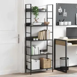 regal-5-poziomowy-drewno-stal-czarny-60x276x1585-cm