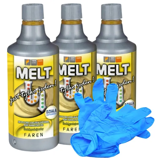 MELT ŚRODEK DO UDRAŻNIANIA RUR KANALIZACYJNYCH SYFONÓW MOCNY PREPARAT 750ML