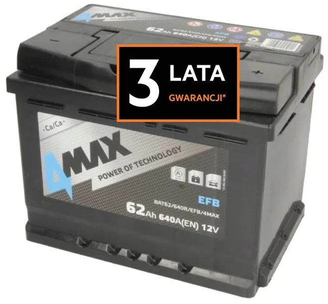 AKUMULATOR 12V 4MAX 62AH 550A  P+, RADOM