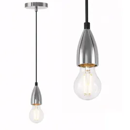lampa-sufitowa-wiszaca-oprawka-zarowki-e27-pojedyncza-metalowa-chrom