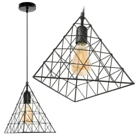 lampa-sufitowa-loft-metalowa-wiszaca-trojkat-pojedyncza-czarna-e27